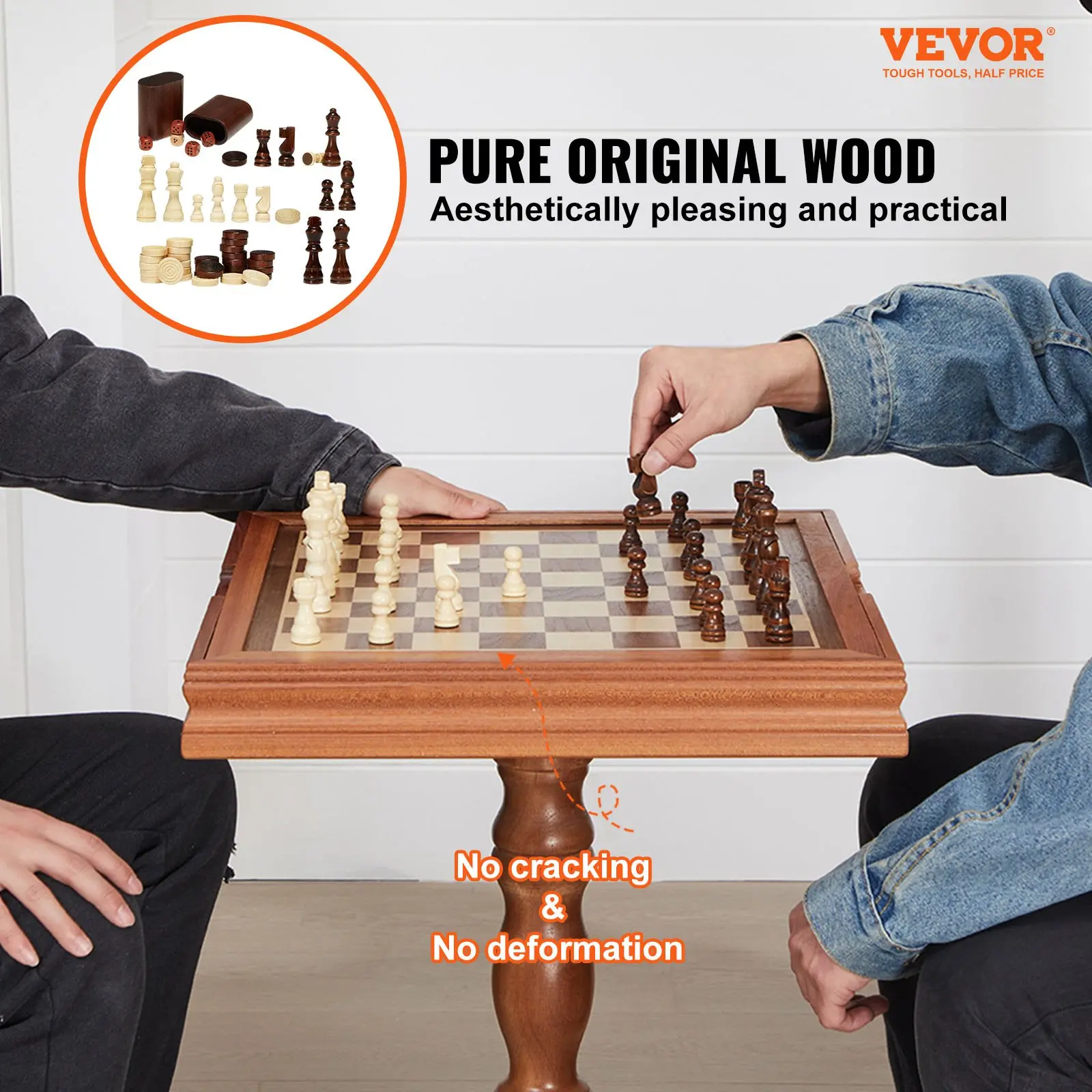 3-IN-1 Chess Checkers Backgammon Table Set - Image 2