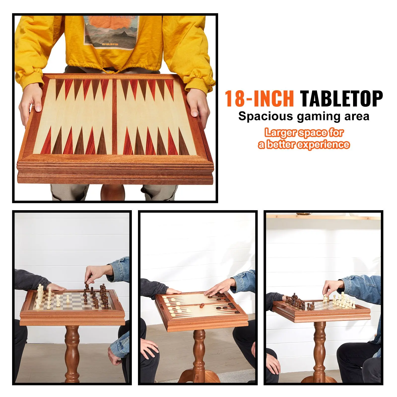 3-IN-1 Chess Checkers Backgammon Table Set - Image 3